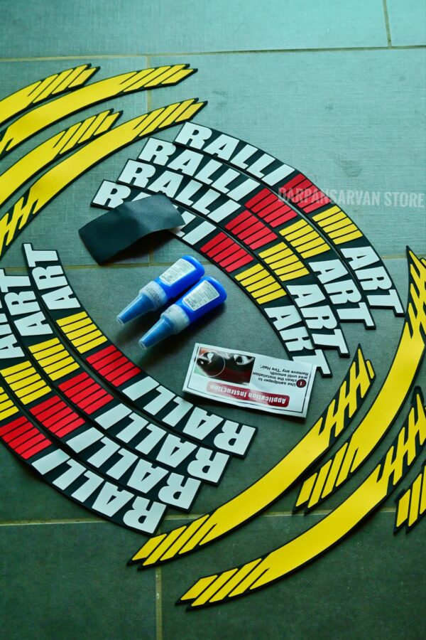 Tyre Sticker RALLI ART For All Bikes Car Universal Fit Pack Of 16 Strips