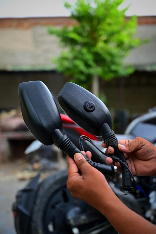 Mirror With Dual Camera Inbuilt Display Universal Fit For All Bikes