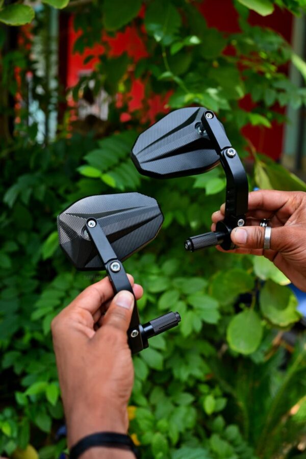 Diamond Shape RM108  Barend Mirrors with Anti-Glare Blue Glass Universal Fit For All Bikes